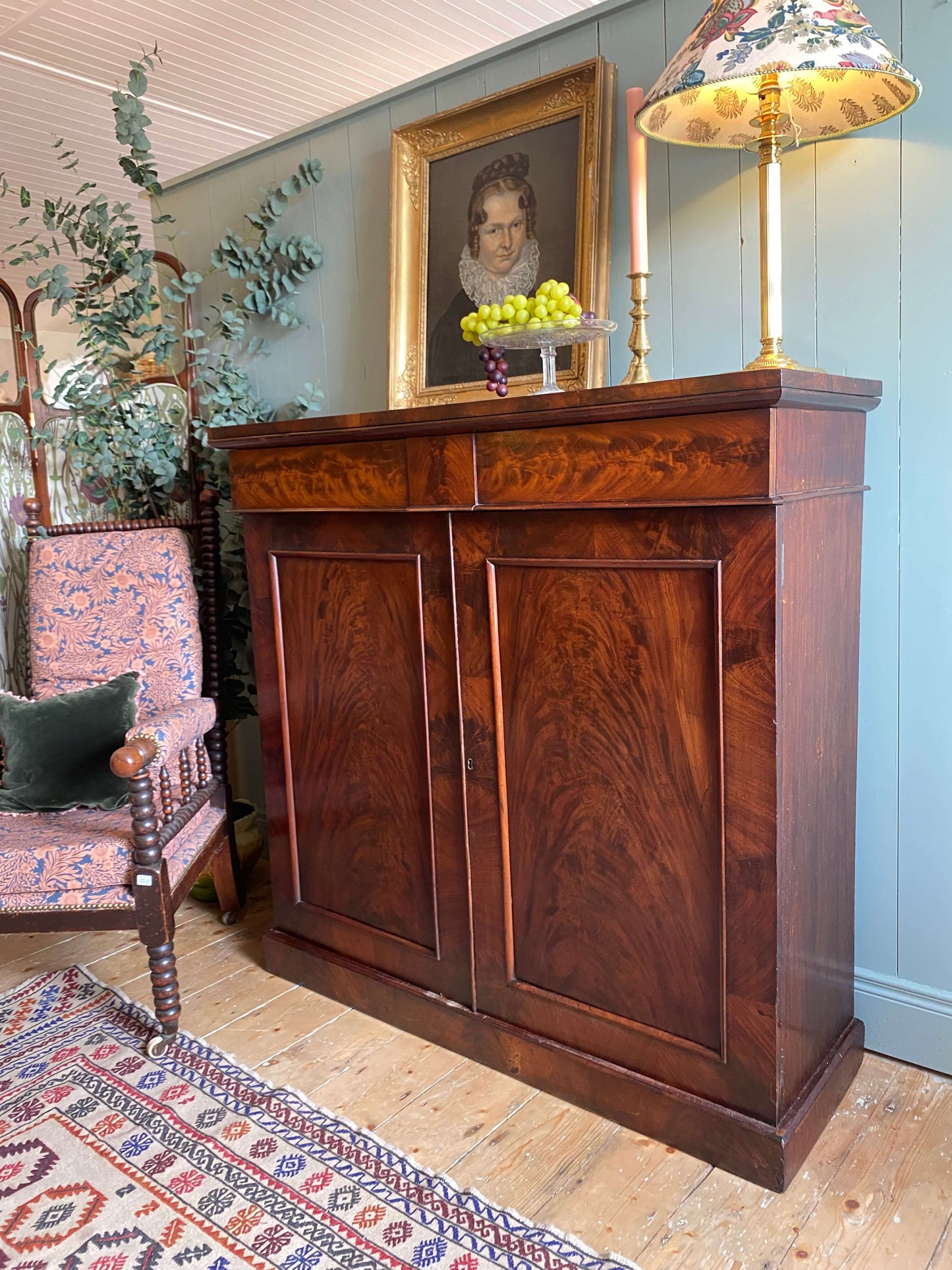 Victorian flame mahogany side cabinet