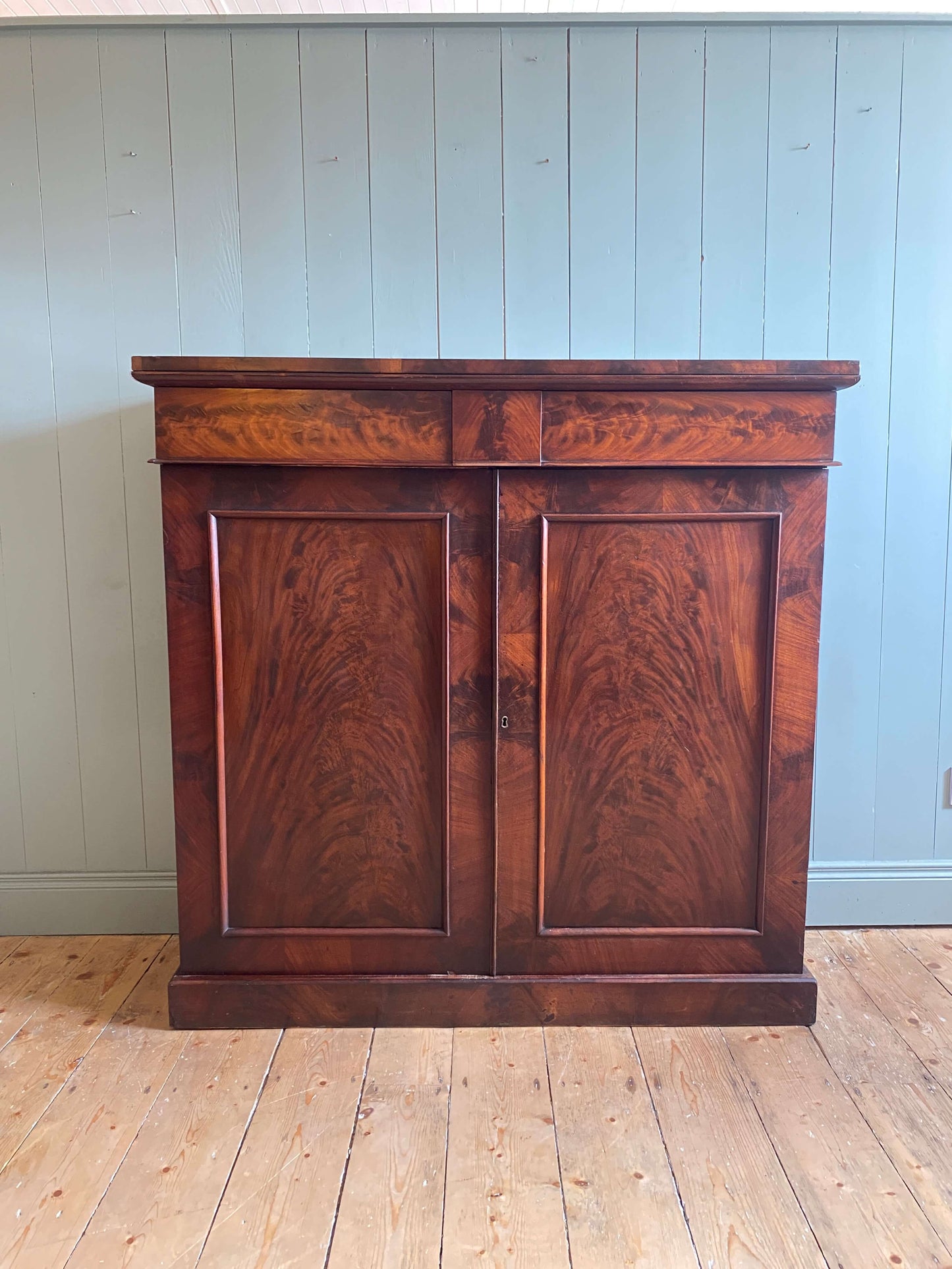 Victorian flame mahogany side cabinet