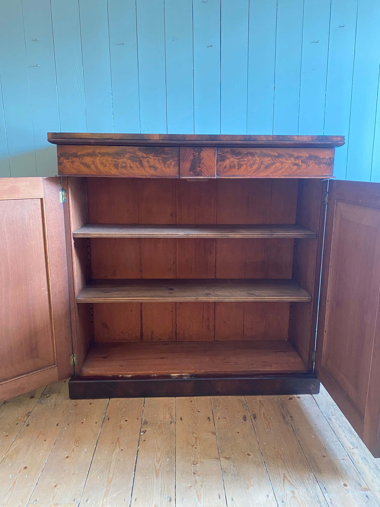 Victorian flame mahogany side cabinet