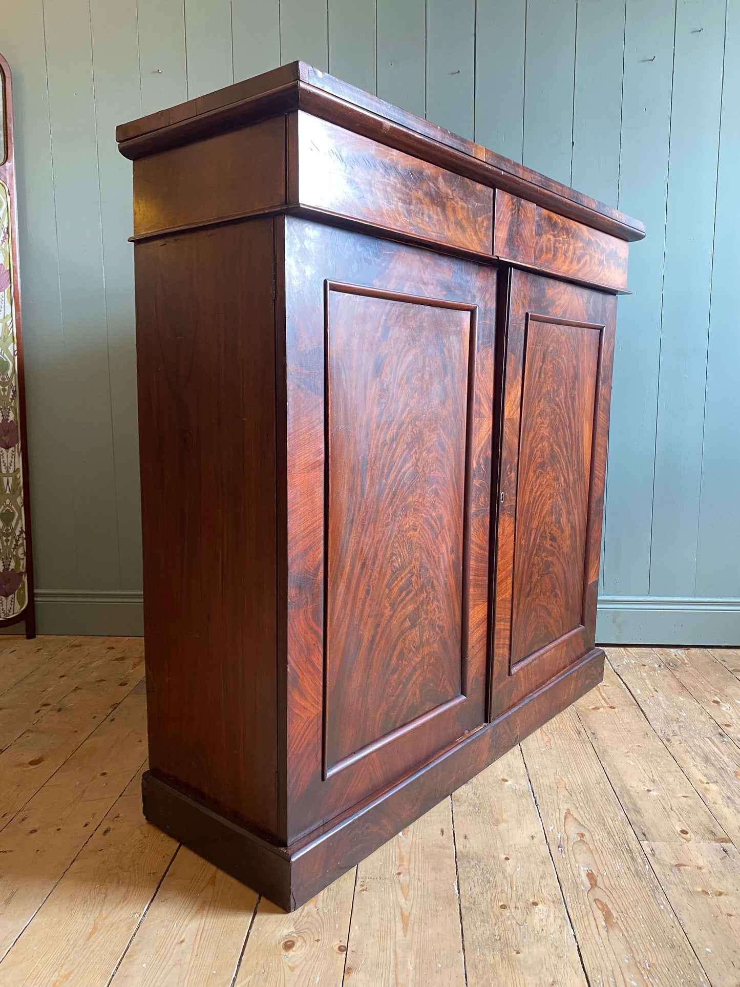 Victorian flame mahogany side cabinet