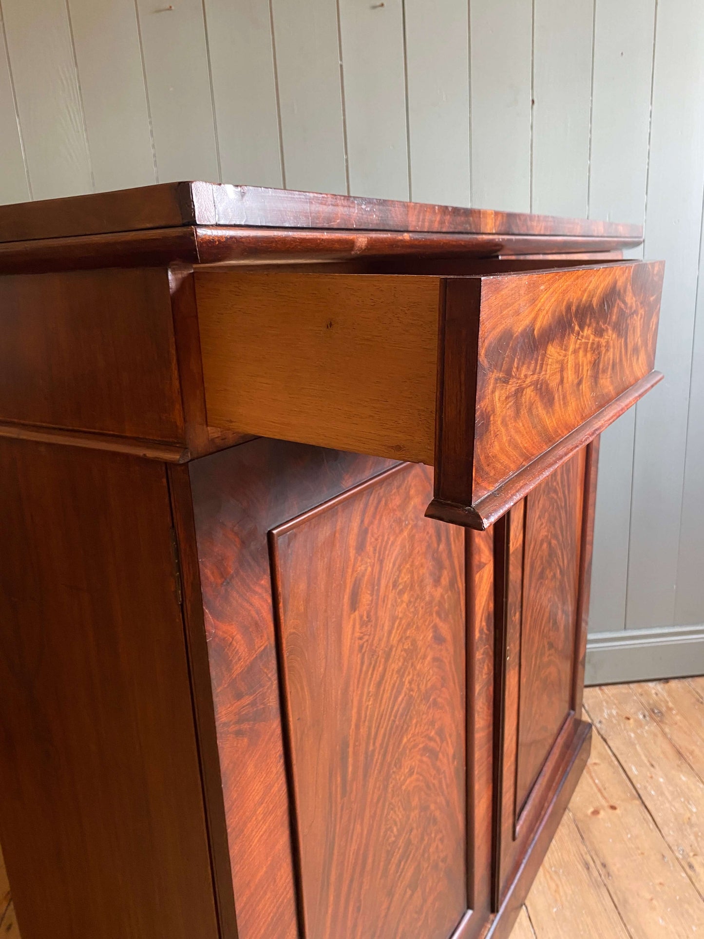 Victorian flame mahogany side cabinet