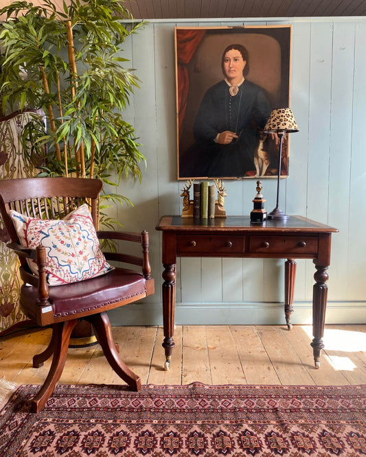 Victorian Leather Top Writing Table