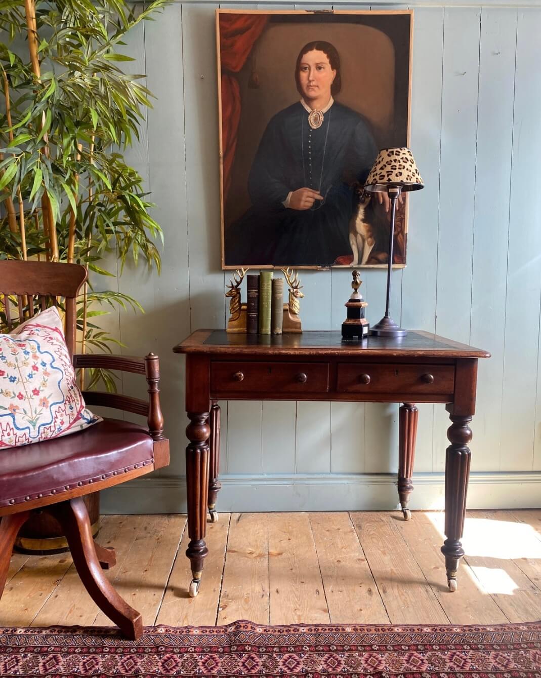 Victorian Leather Top Writing Table