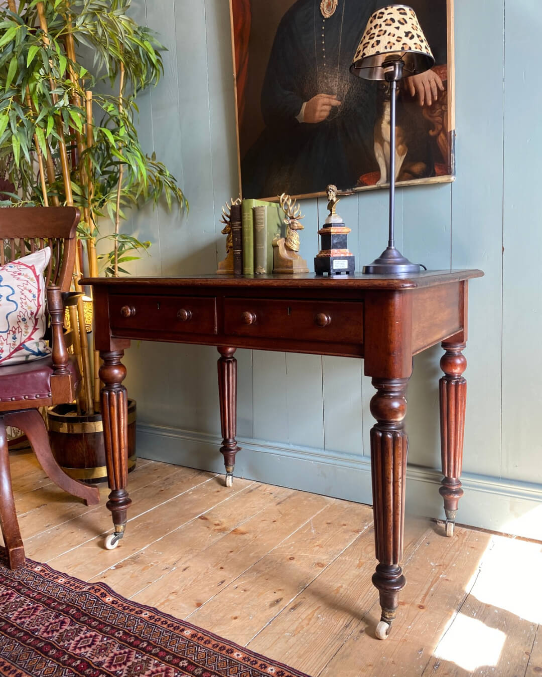 Victorian Leather Top Writing Table