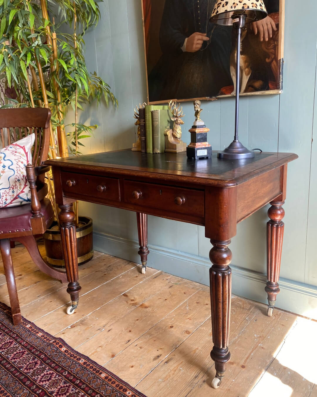 Victorian Leather Top Writing Table