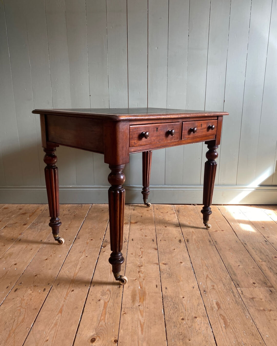 Victorian Leather Top Writing Table