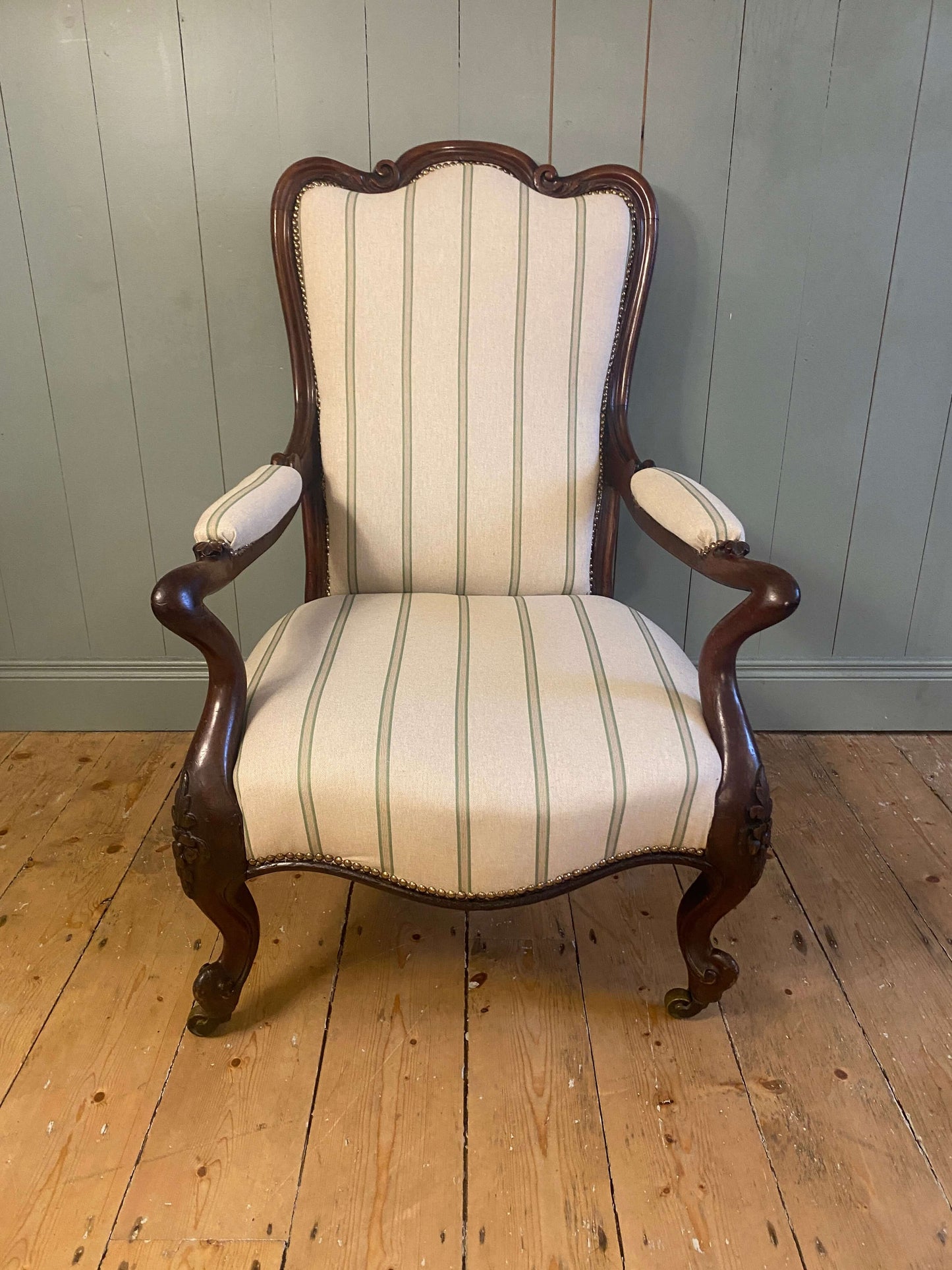 Victorian Upholstered Mahogany Armchair