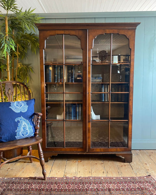 Victorian Walnut Bookcase/Display Cabinet
