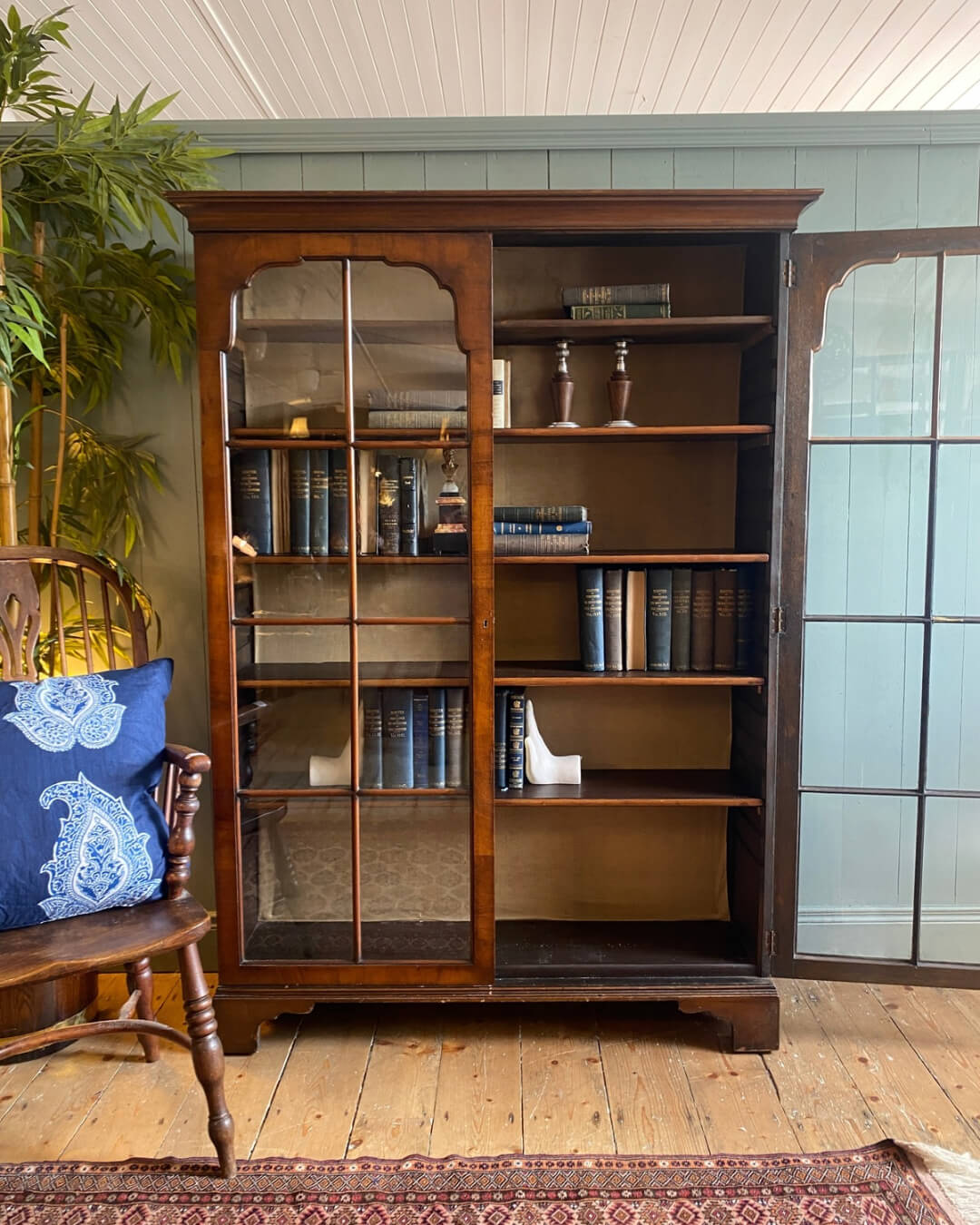 Victorian Walnut Bookcase/Display Cabinet