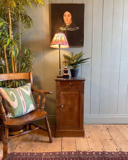 Victorian Walnut Marble Top Night Stand