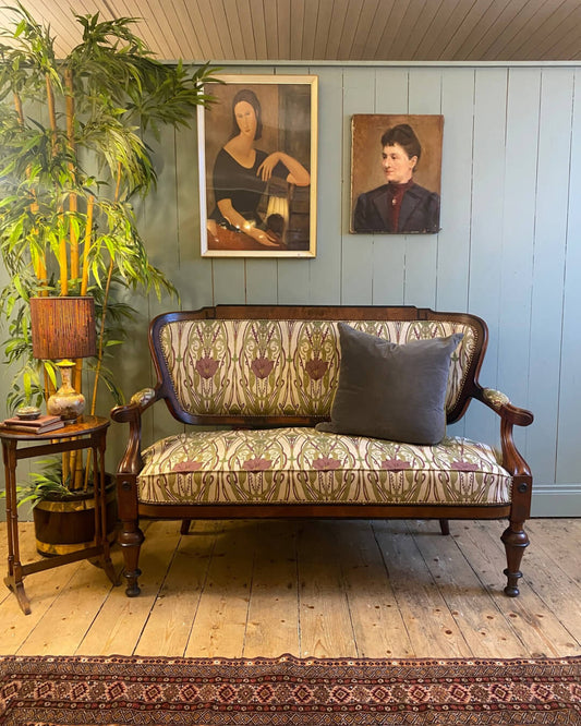 Victorian Upholstered Walnut Settee