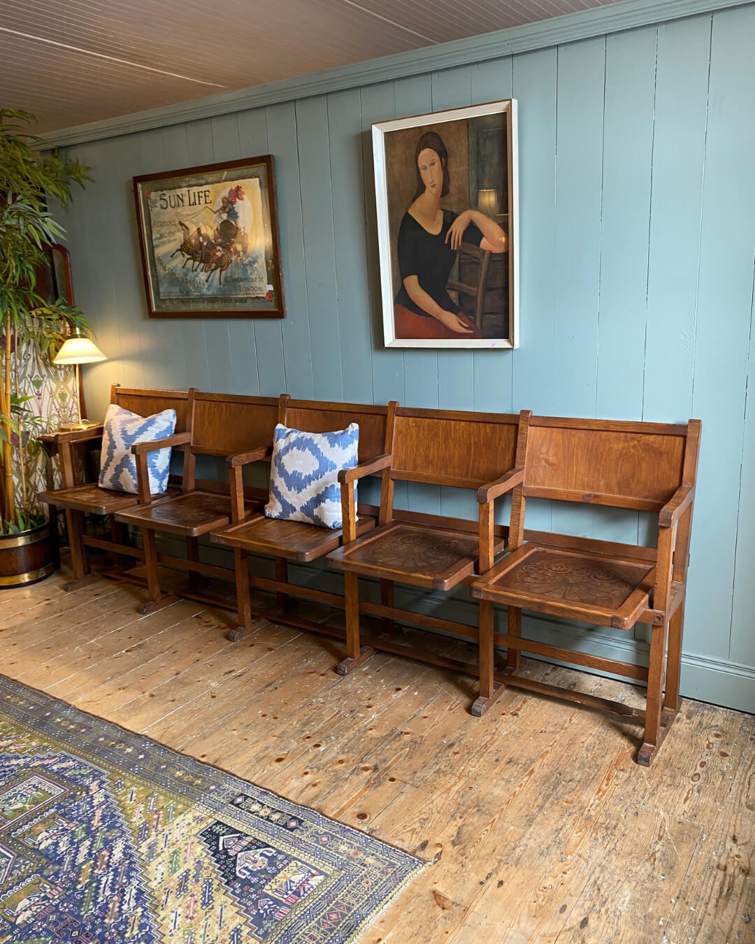 Vintage 5-Seater Cinema Bench c1940s