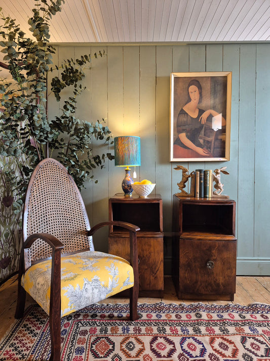Vintage Art Deco Style Walnut Bedsides