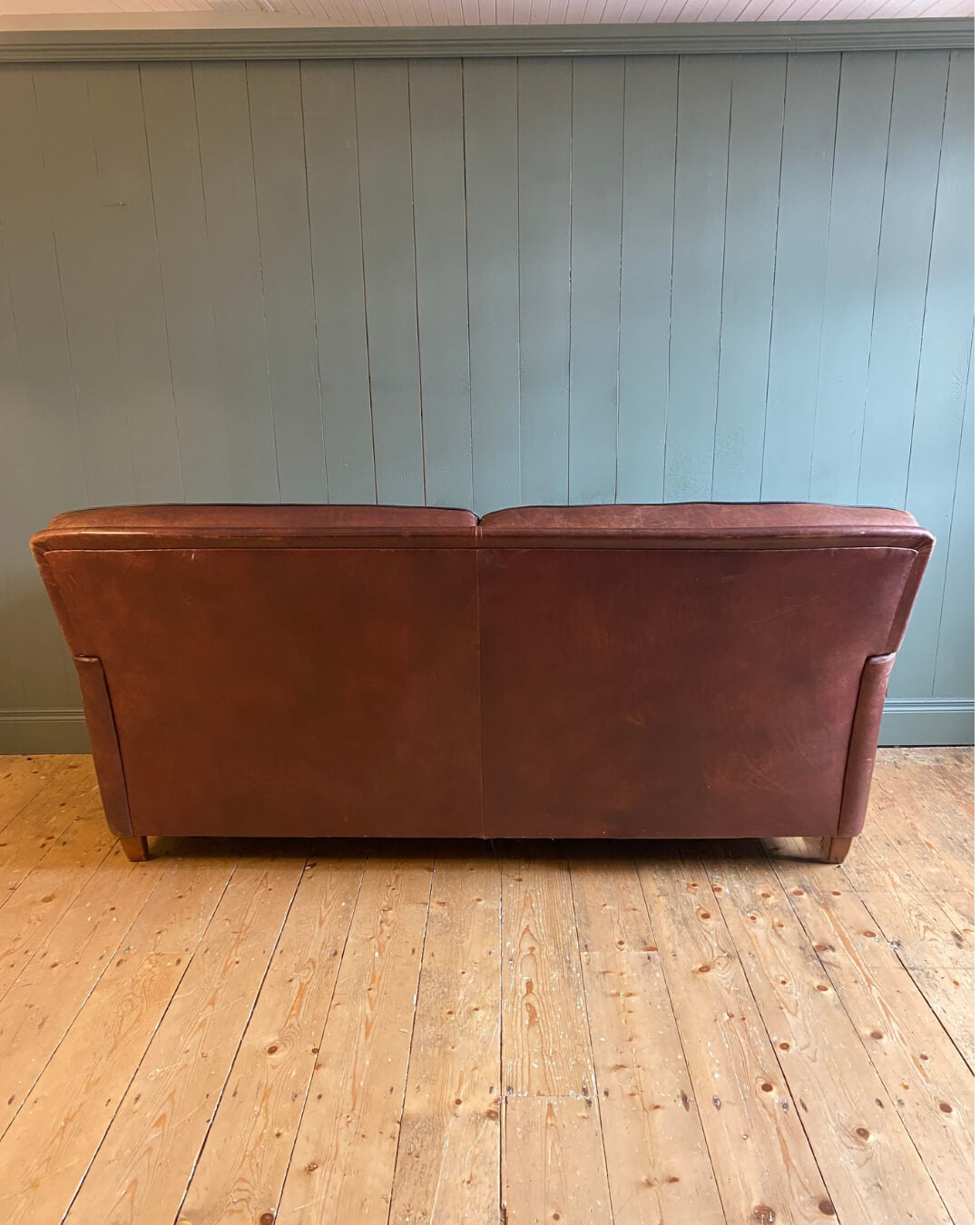 Vintage Brown Leather 2-Seater Sofa
