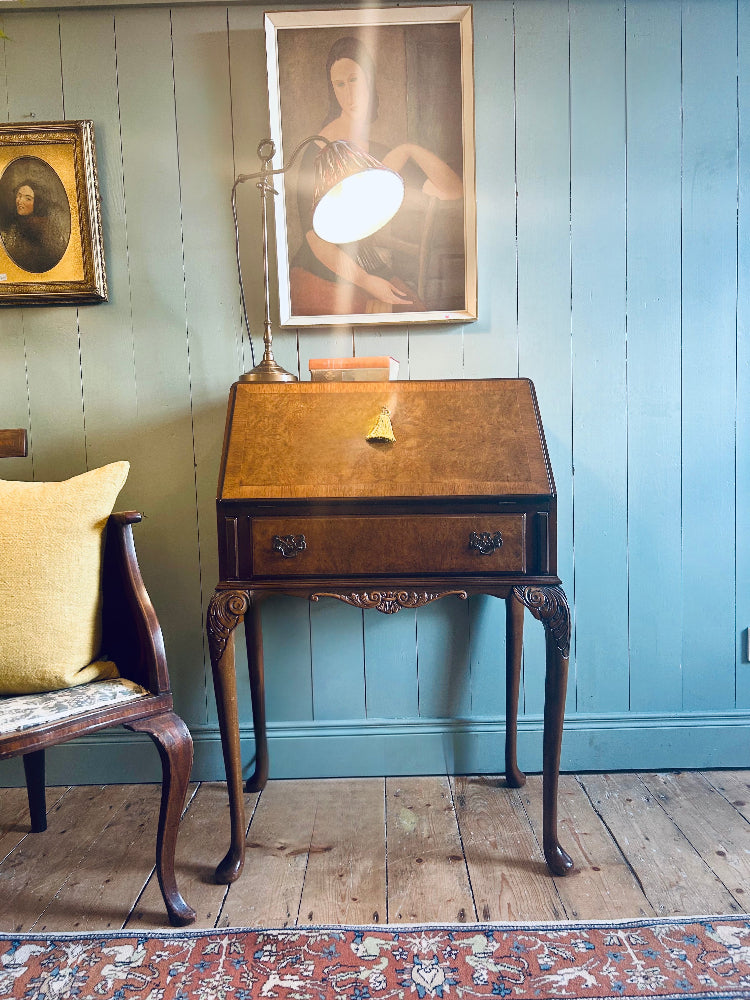 Vintage Burr Walnut Writing Bureau