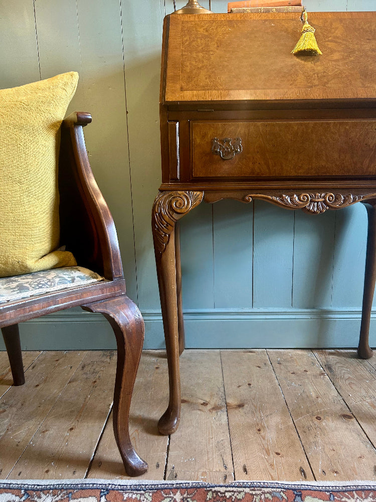 Vintage Burr Walnut Writing Bureau