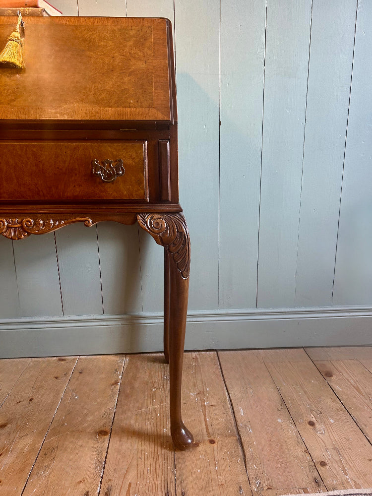 Vintage Burr Walnut Writing Bureau