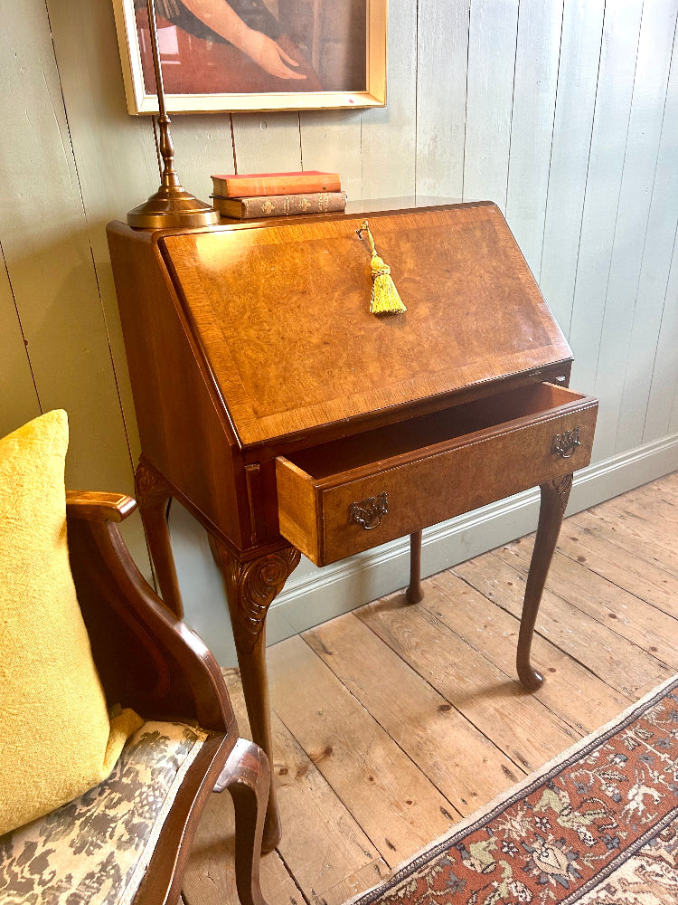 Vintage Burr Walnut Writing Bureau