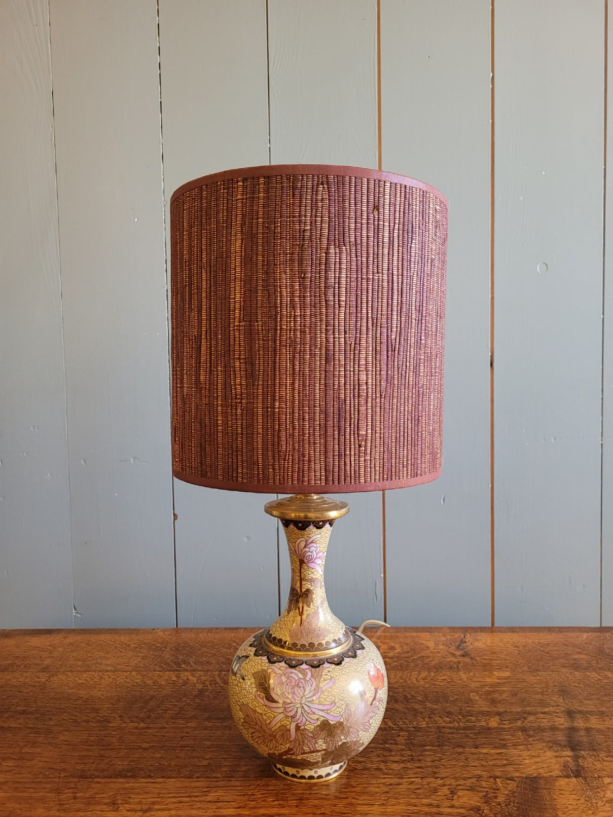 Vintage Cloisone Lamp Base with Handmade Shade