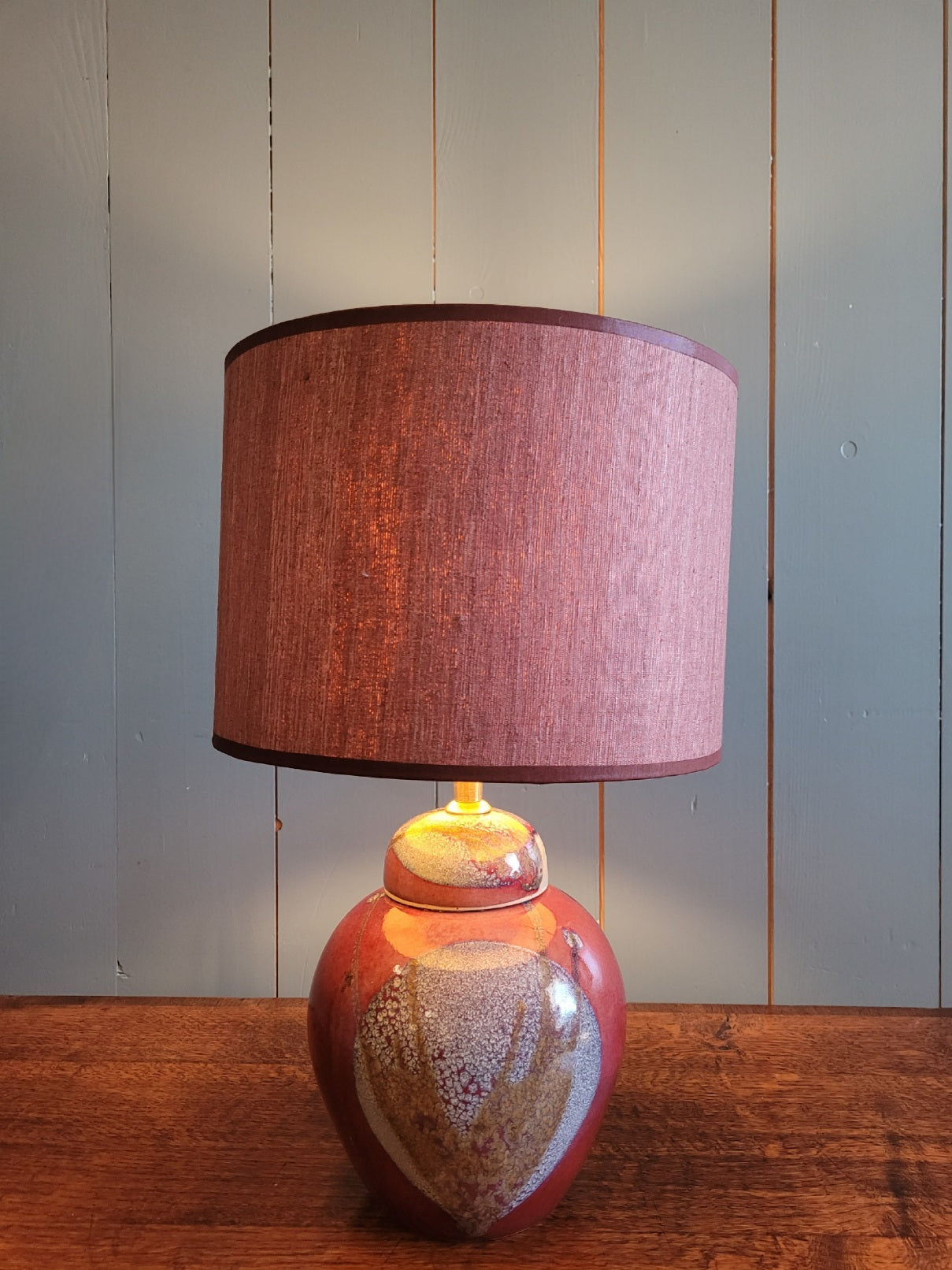 Vintage Ginger Jar Lamp Base with Handmade Shade