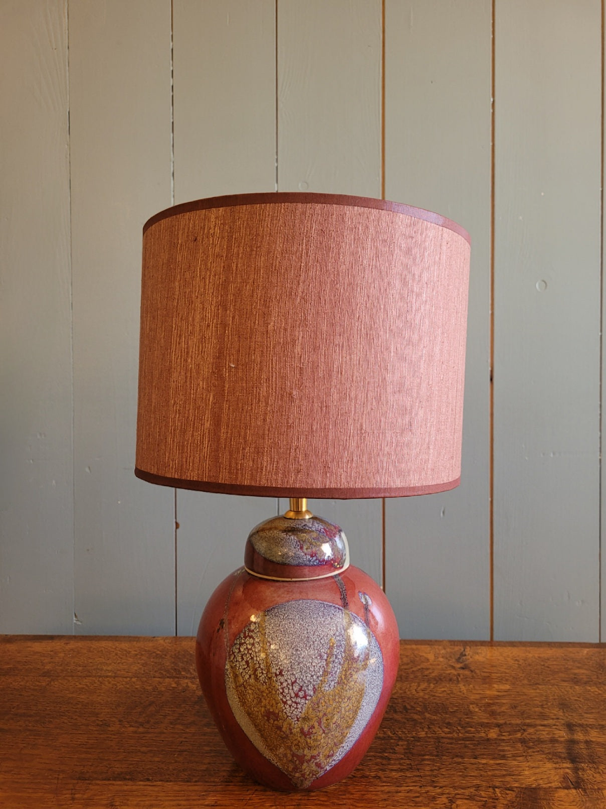 Vintage Ginger Jar Lamp Base with Handmade Shade