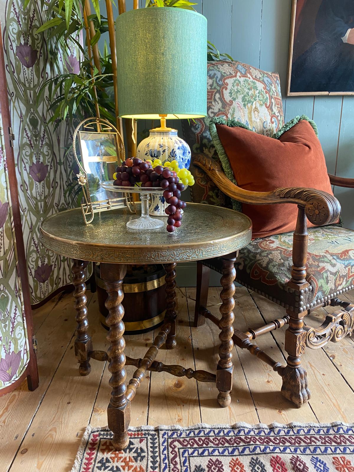 Vintage Indian Brass top Sidetable