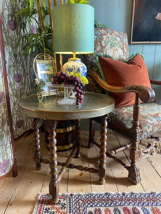 Vintage Indian Brass top Sidetable