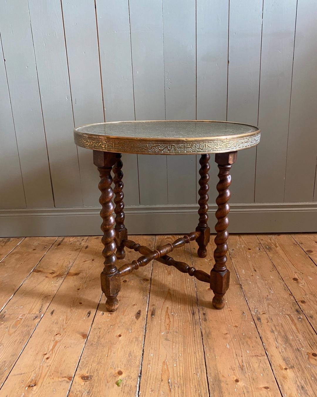 Vintage Indian Brass top Sidetable
