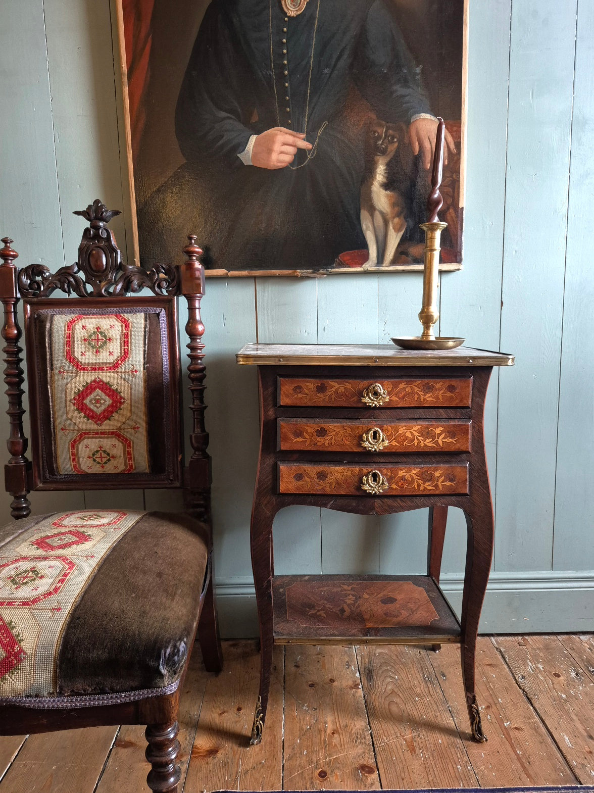 Vintage Italian Marquetry Side Table