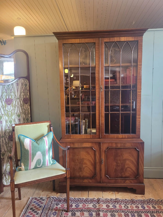 Vintage Mahogany Glazed Bookcase