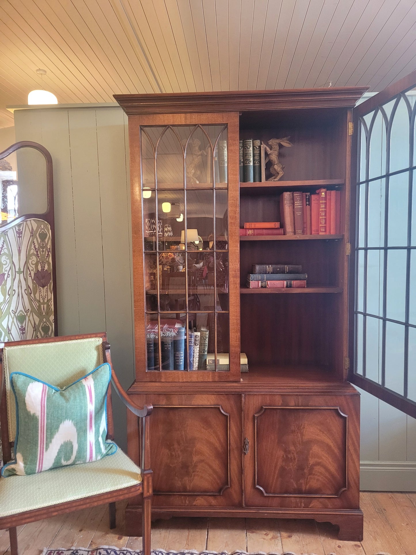 Vintage Mahogany Glazed Bookcase