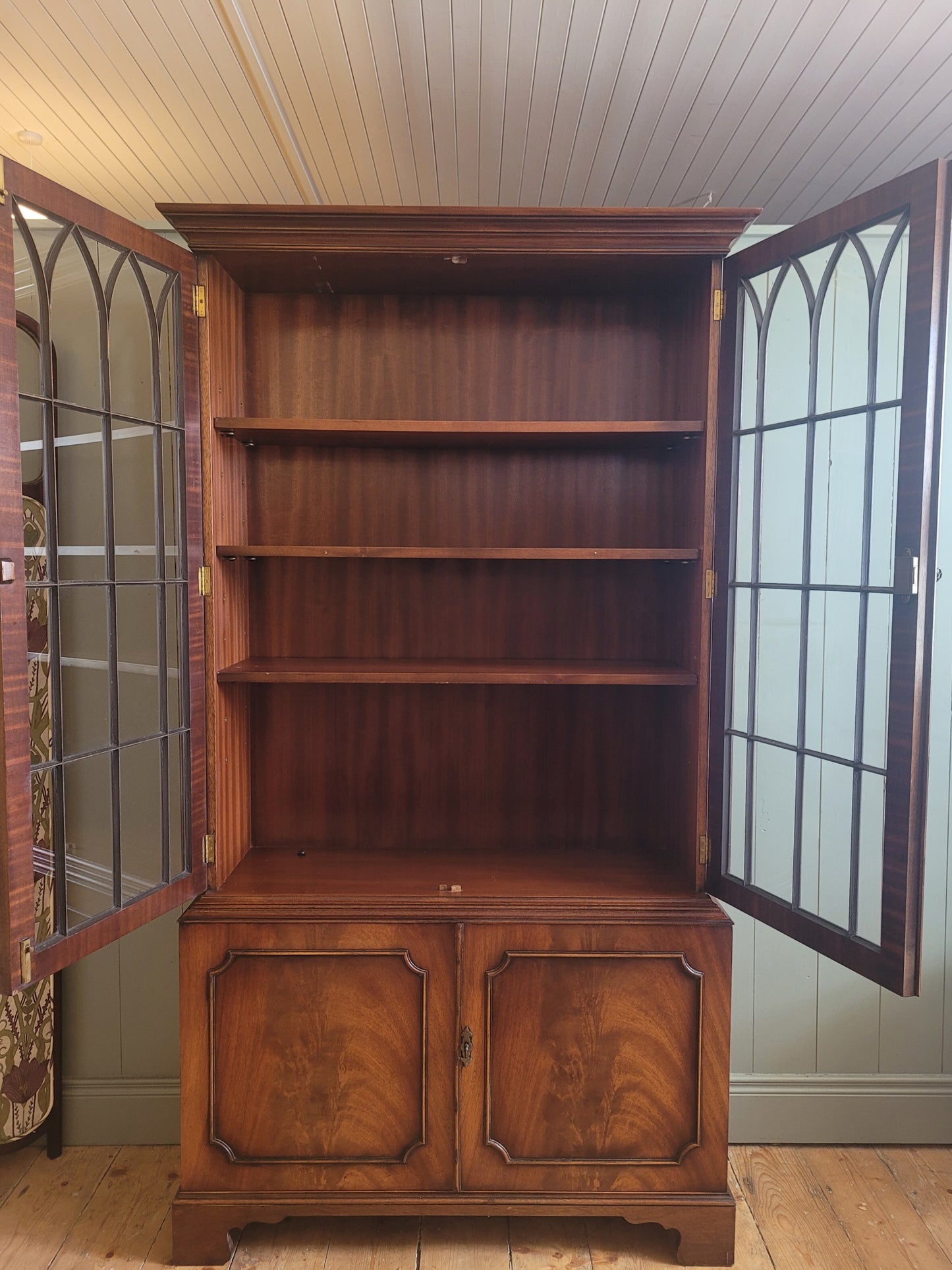 Vintage Mahogany Glazed Bookcase
