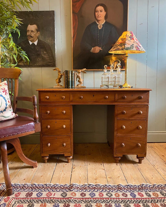 Vintage Mahogany Pedestal Desk