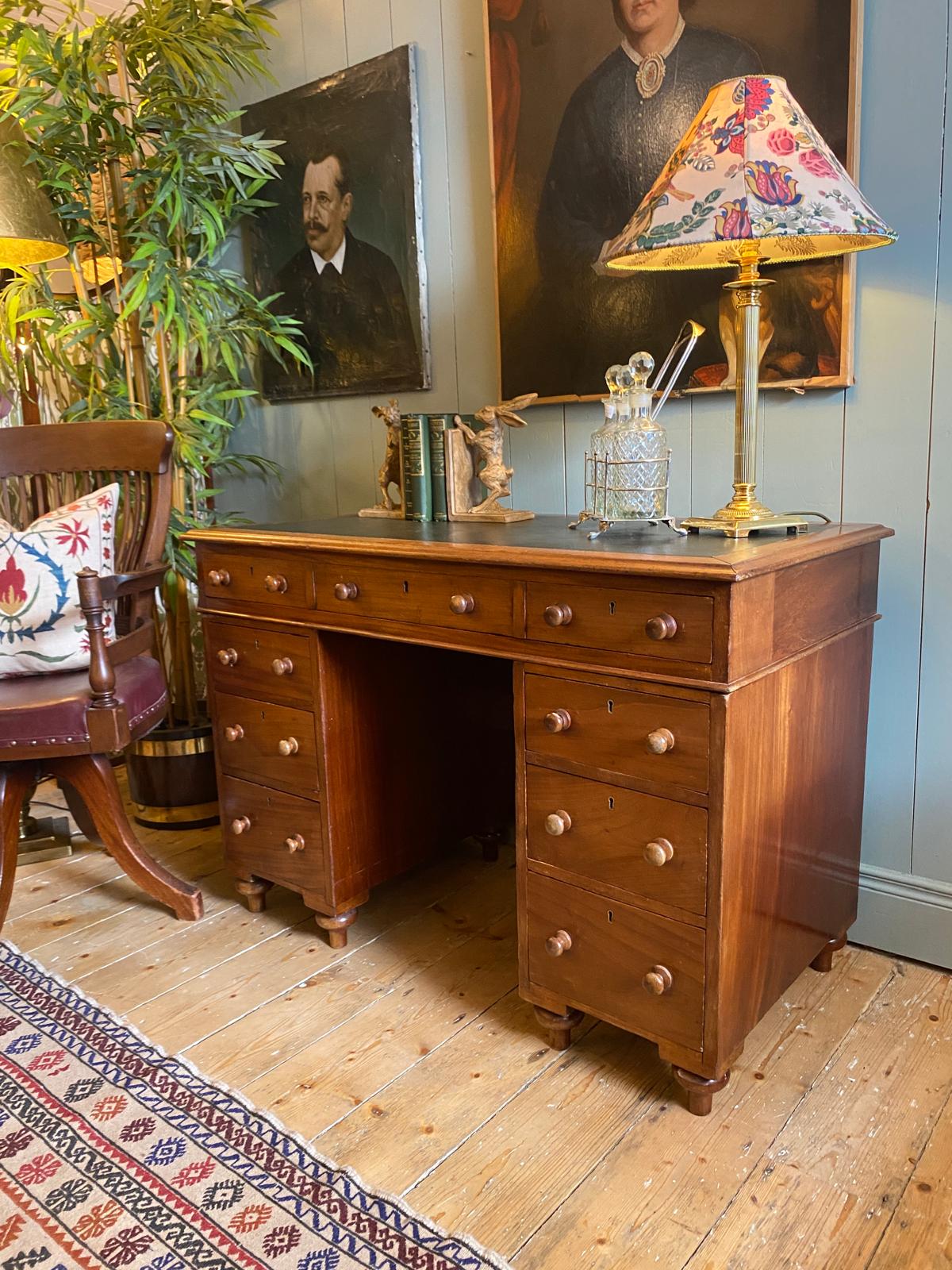 Vintage Mahogany Pedestal Desk