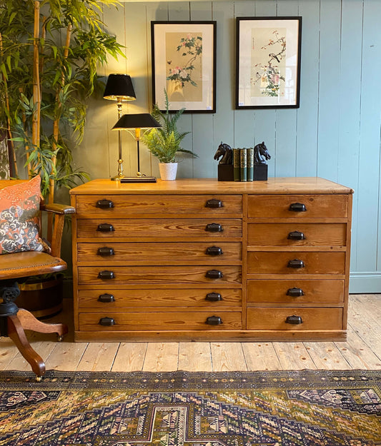 Vintage Pine Bank Of Drawers c1940s