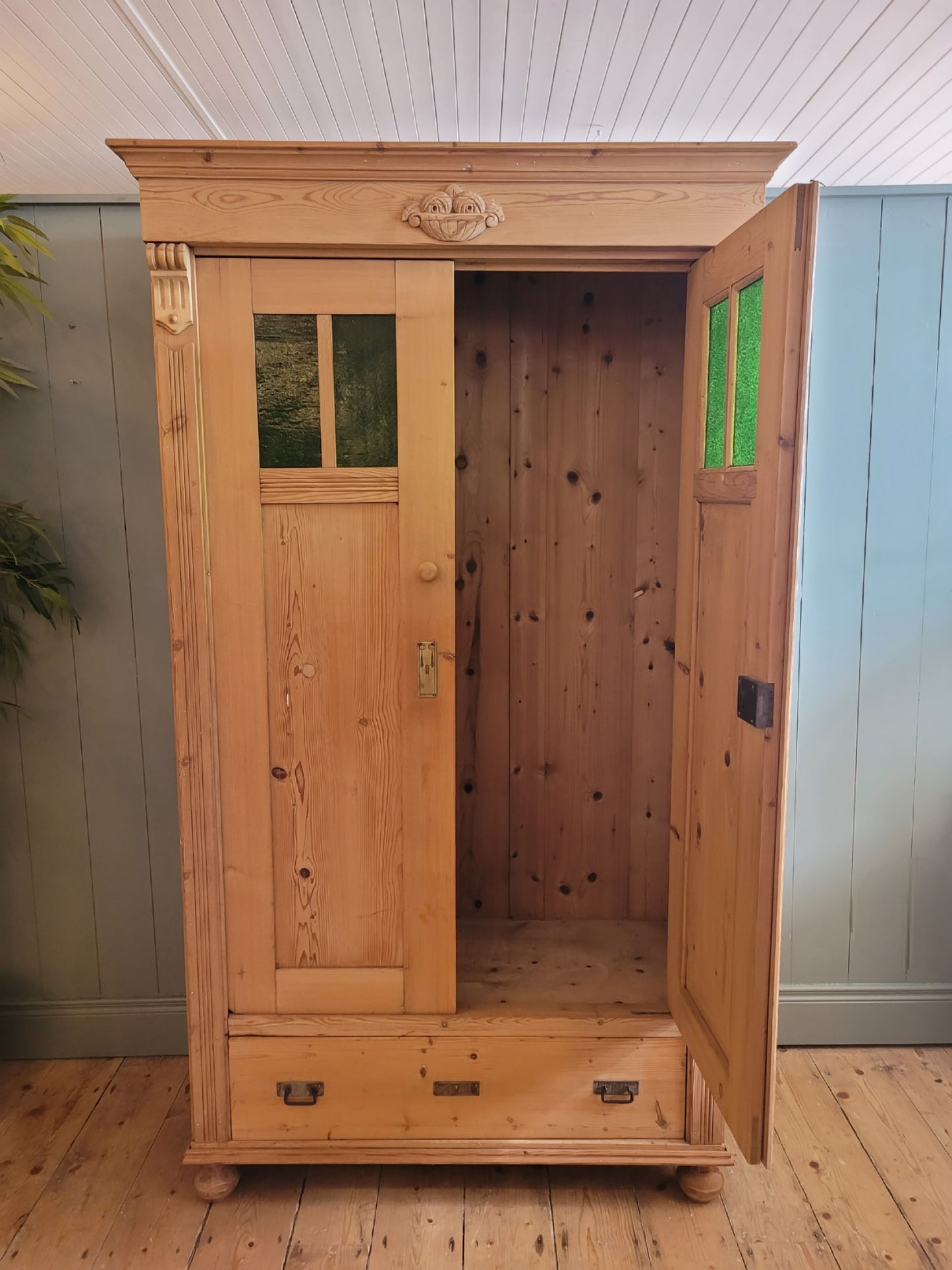 Vintage Pine Two Door Wardrobe