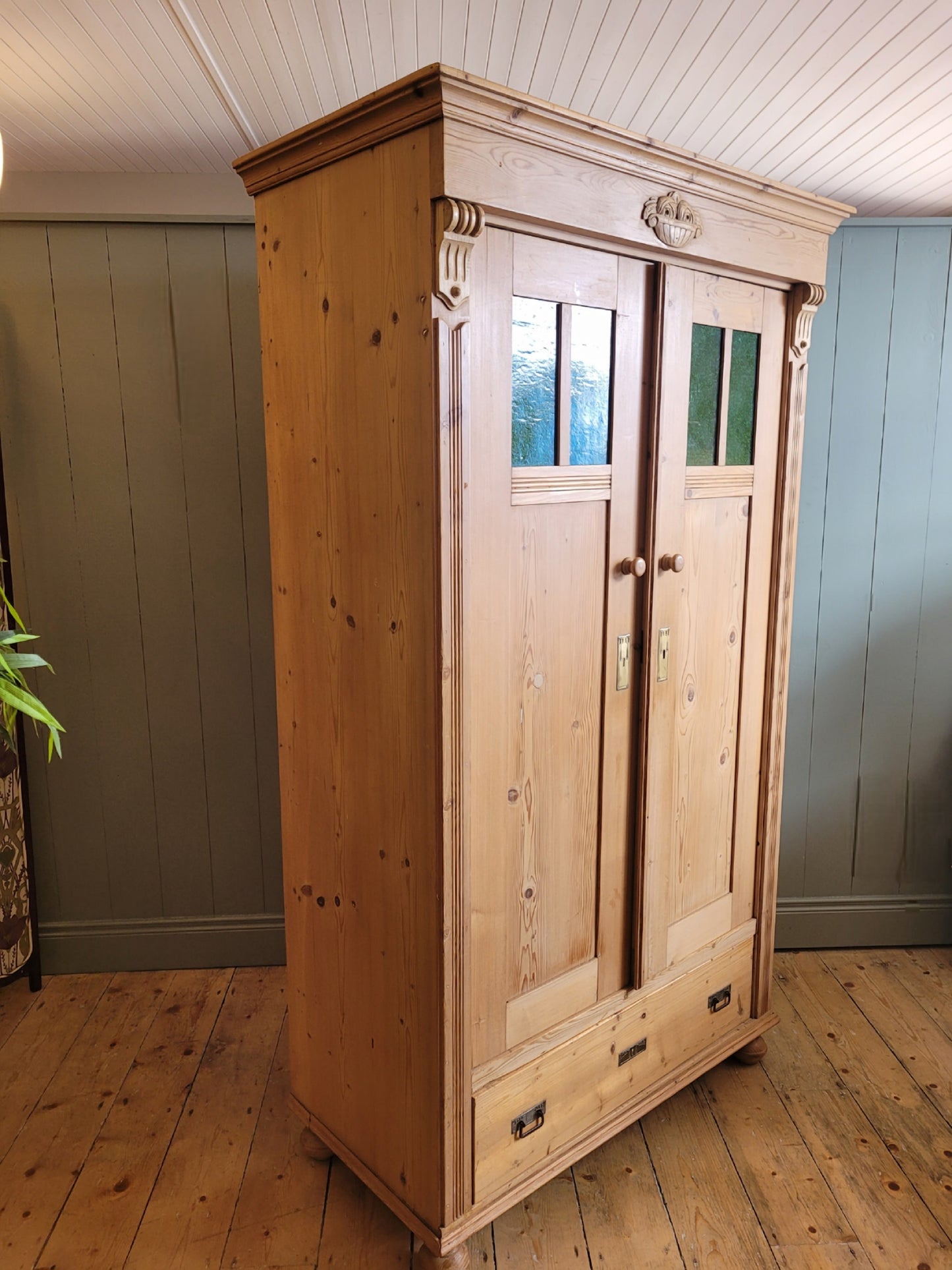 Vintage Pine Two Door Wardrobe