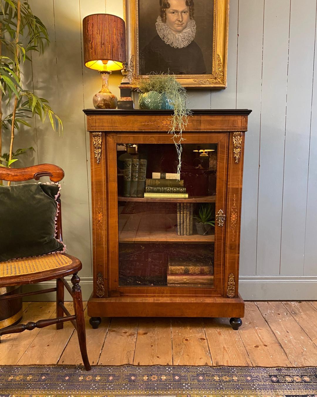 Victorian Inlaid Walnut Pier Cabinet