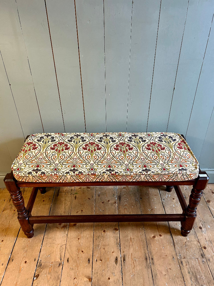 Mahogany Window Seat with William Morris Style Cushion