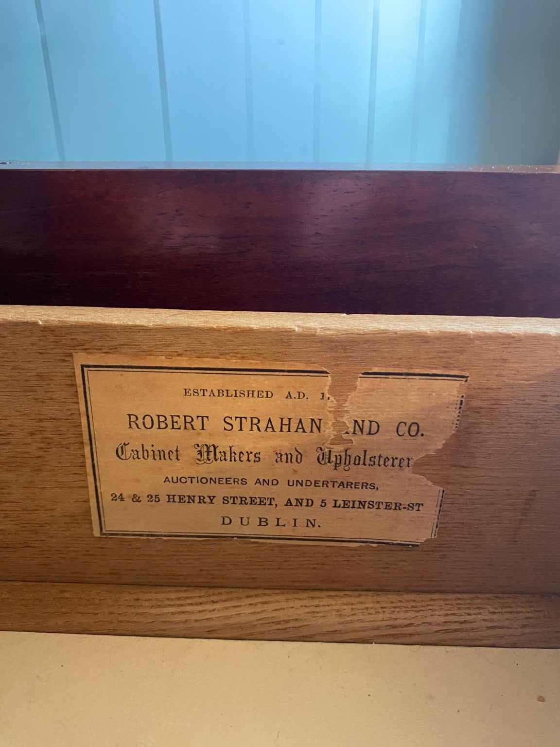Antique Irish Mahogany side cabinet made by R. Strahan & Co