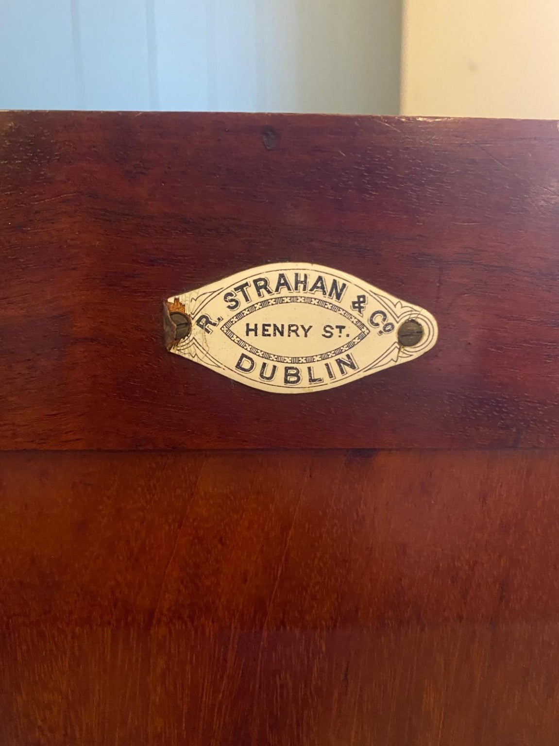 Antique Irish Mahogany side cabinet made by R. Strahan & Co