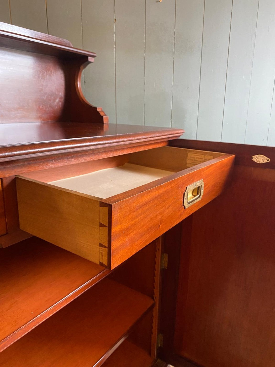 Antique Irish Mahogany side cabinet made by R. Strahan & Co