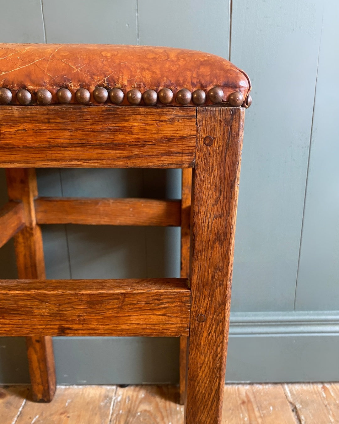 Pair Arts and Crafts Oak Stools
