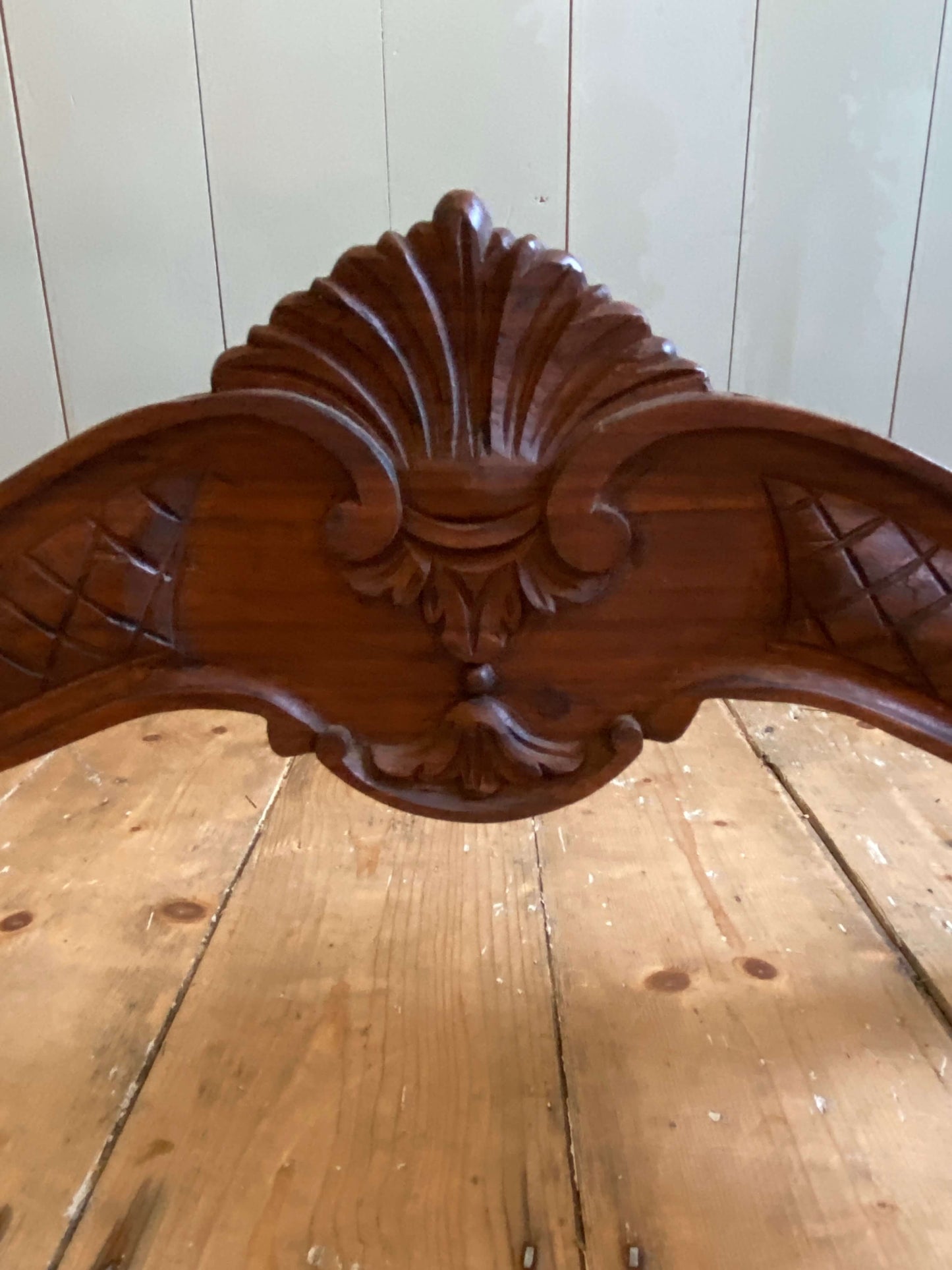 French Carved Oak & Glass Coffee Table