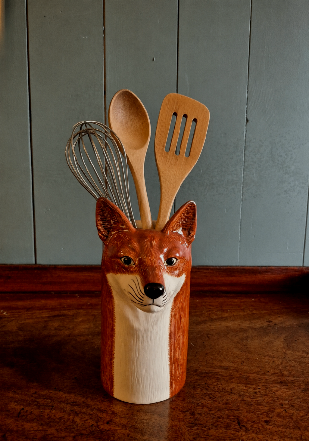 Hand Painted Fox Utensil Pot