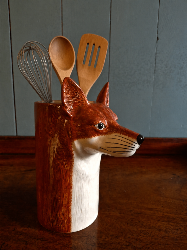 Hand Painted Fox Utensil Pot