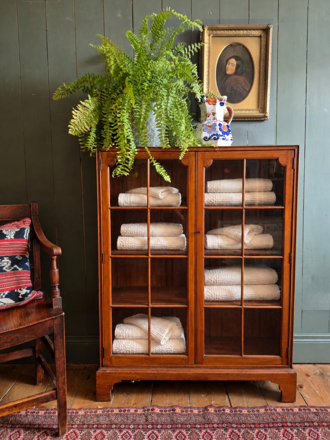 Vintage Mahogany Glazed Bookcase