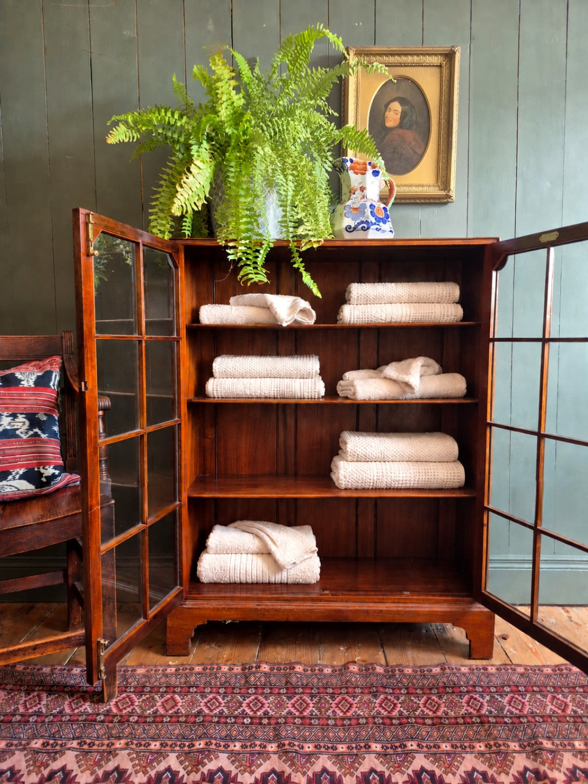 Vintage Mahogany Glazed Bookcase