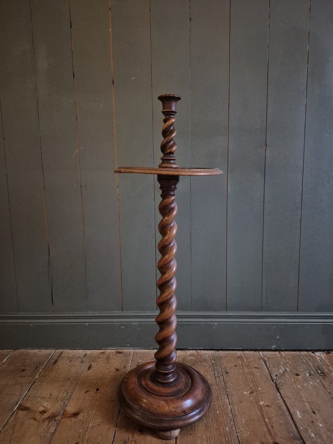 Antique Mahogany Barley Twist Candle Stand