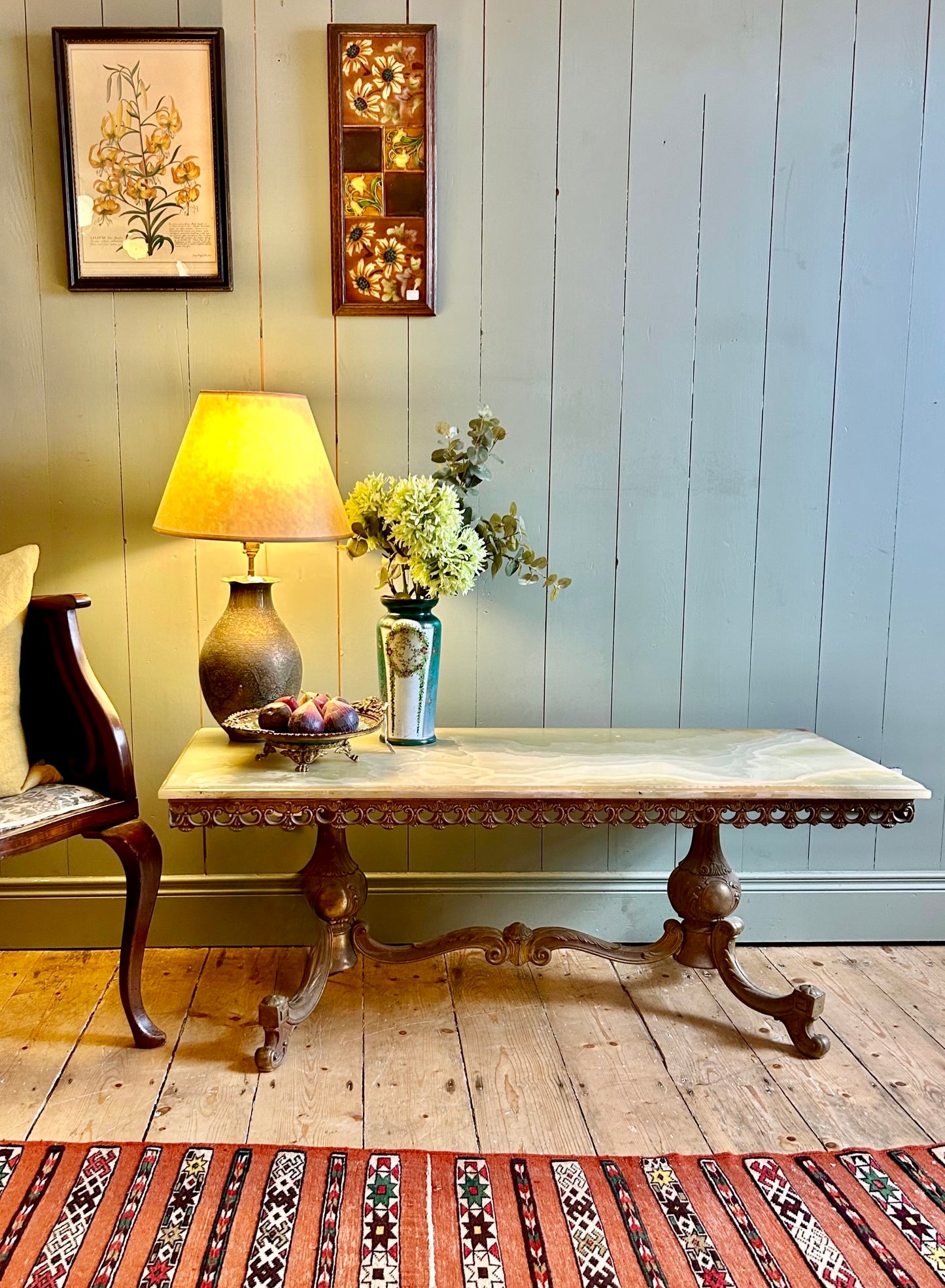 Vintage Onyx & Brass Coffee Table